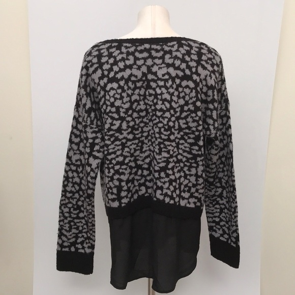 Kensie animal print sweater blouse XL black Grey - Picture 3 of 8